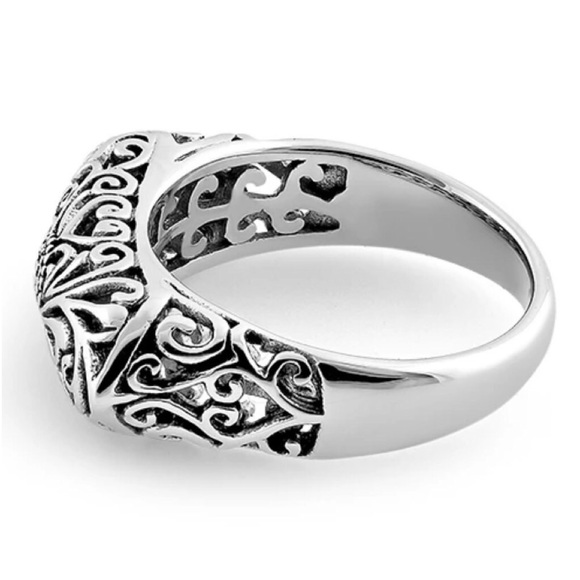 925 STERLING SILVER Unique Floral Swirls Statement Ring - Picture 15 of 16